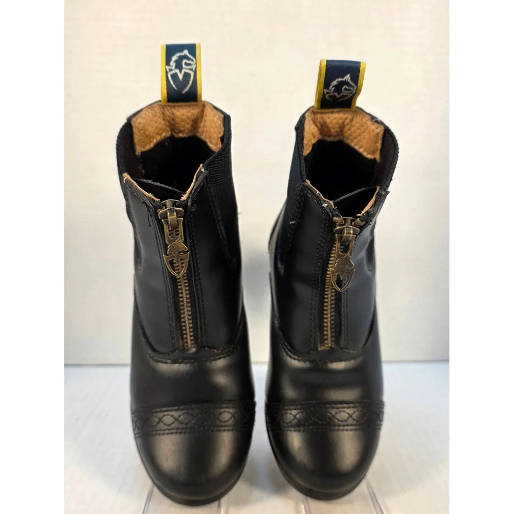 Moretta Clio Paddock Boots Kids Equestrian Front Zip Black US 11 EUC Equestrian